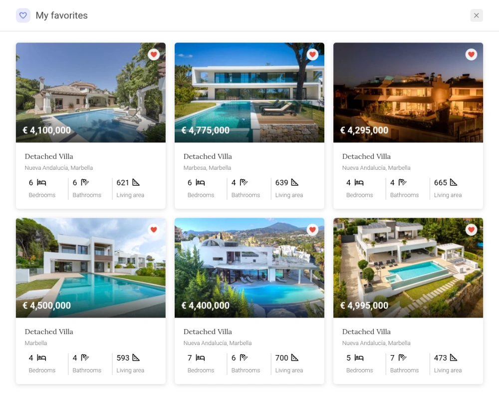 Favorite Properties Interface