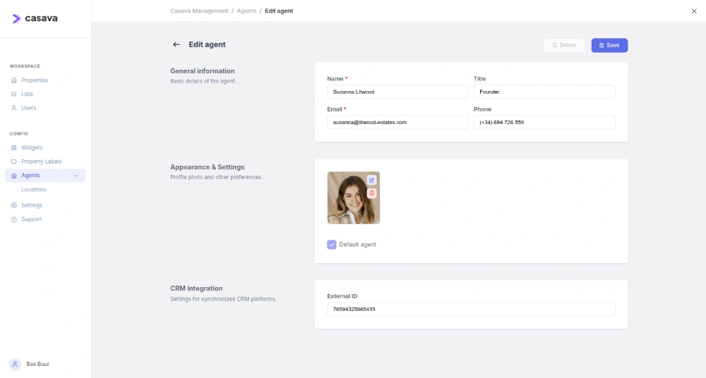 Management Panel - Edit Agents