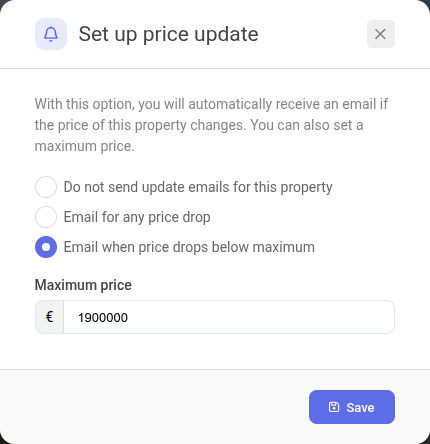 Price Drop Notifications Interface