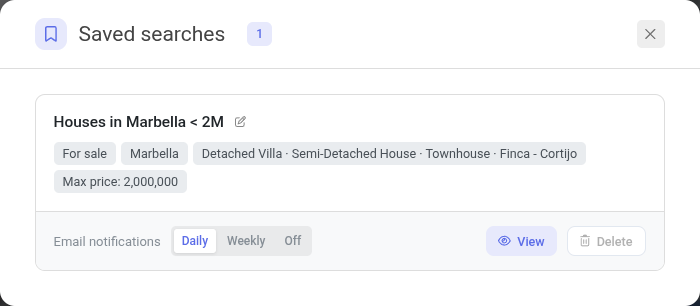 Saved Search Alerts Interface